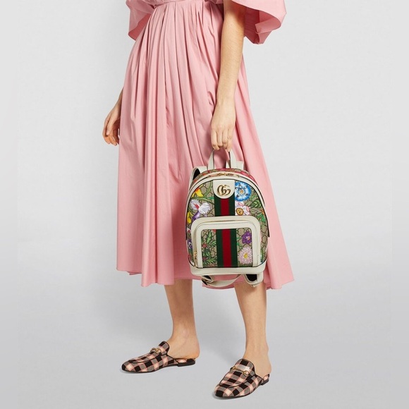 Gucci GG Ophidida Supreme Floral Multicolored Leather & Coated Canvas Backpack - Picture 16 of 17